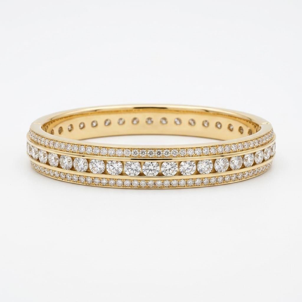 Diamond Border Inlay Oval Bangle