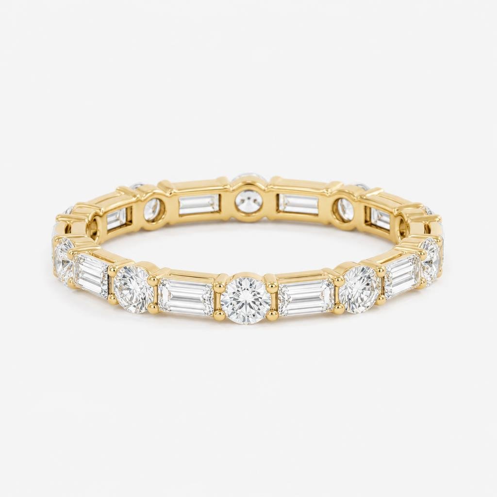 Baguette & Round Diamond Band