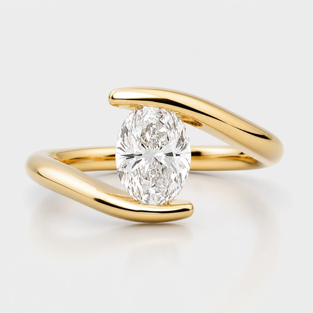 Bypass Diamond, Oval Solitaire Ring