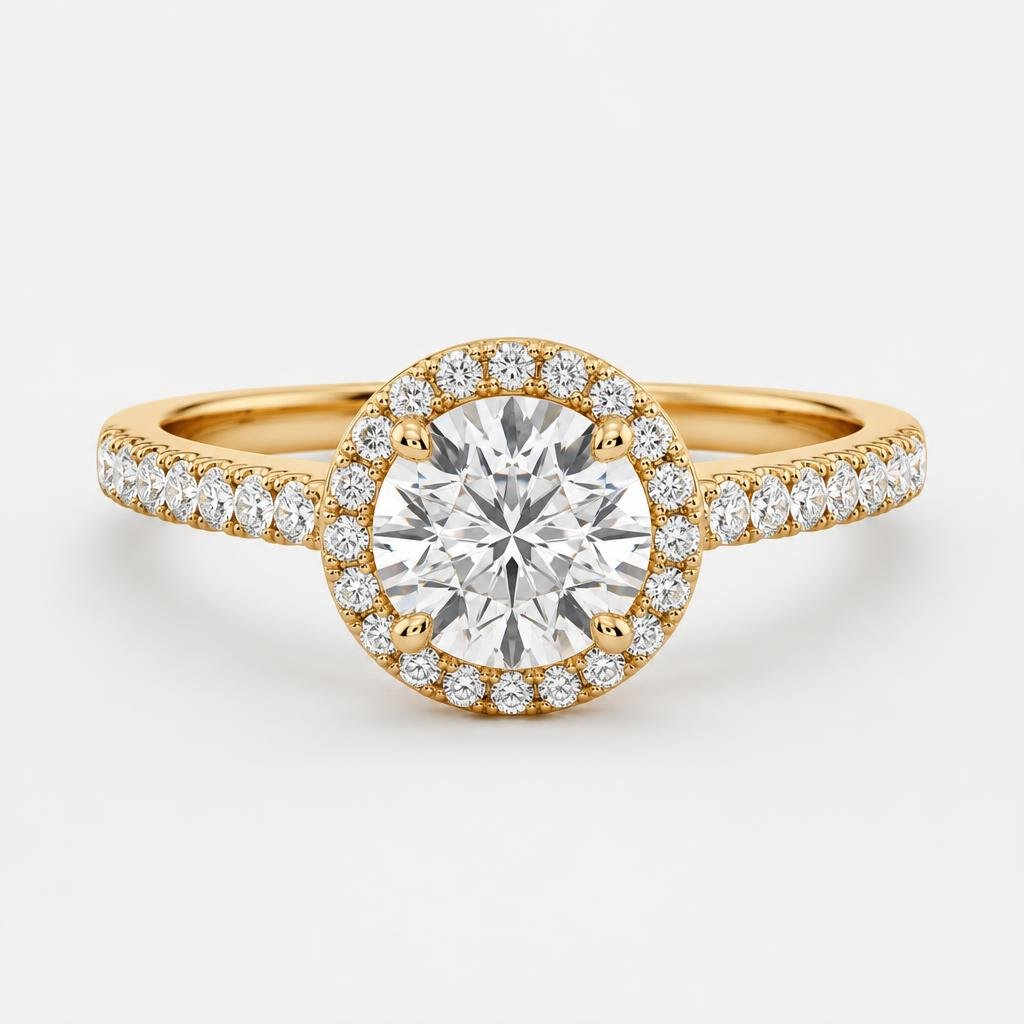 Classic Halo, Diamond Accent, Round Solitaire Ring