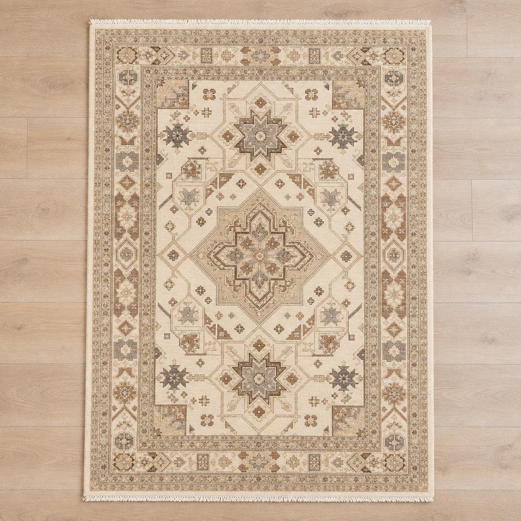 Navajo White Mamluk Rug 4' 1 x 6'