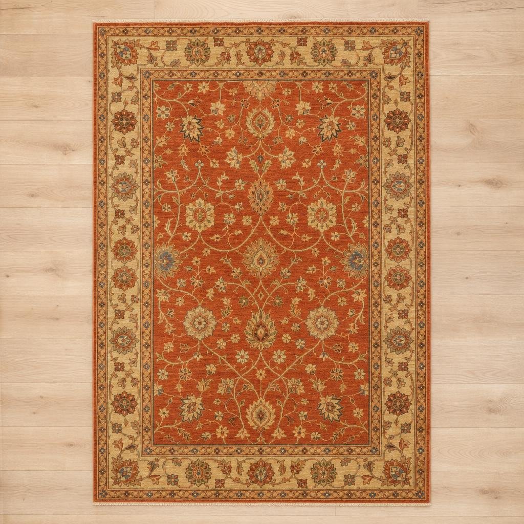Orange Red Ziegler Rug 4' x 6' 2