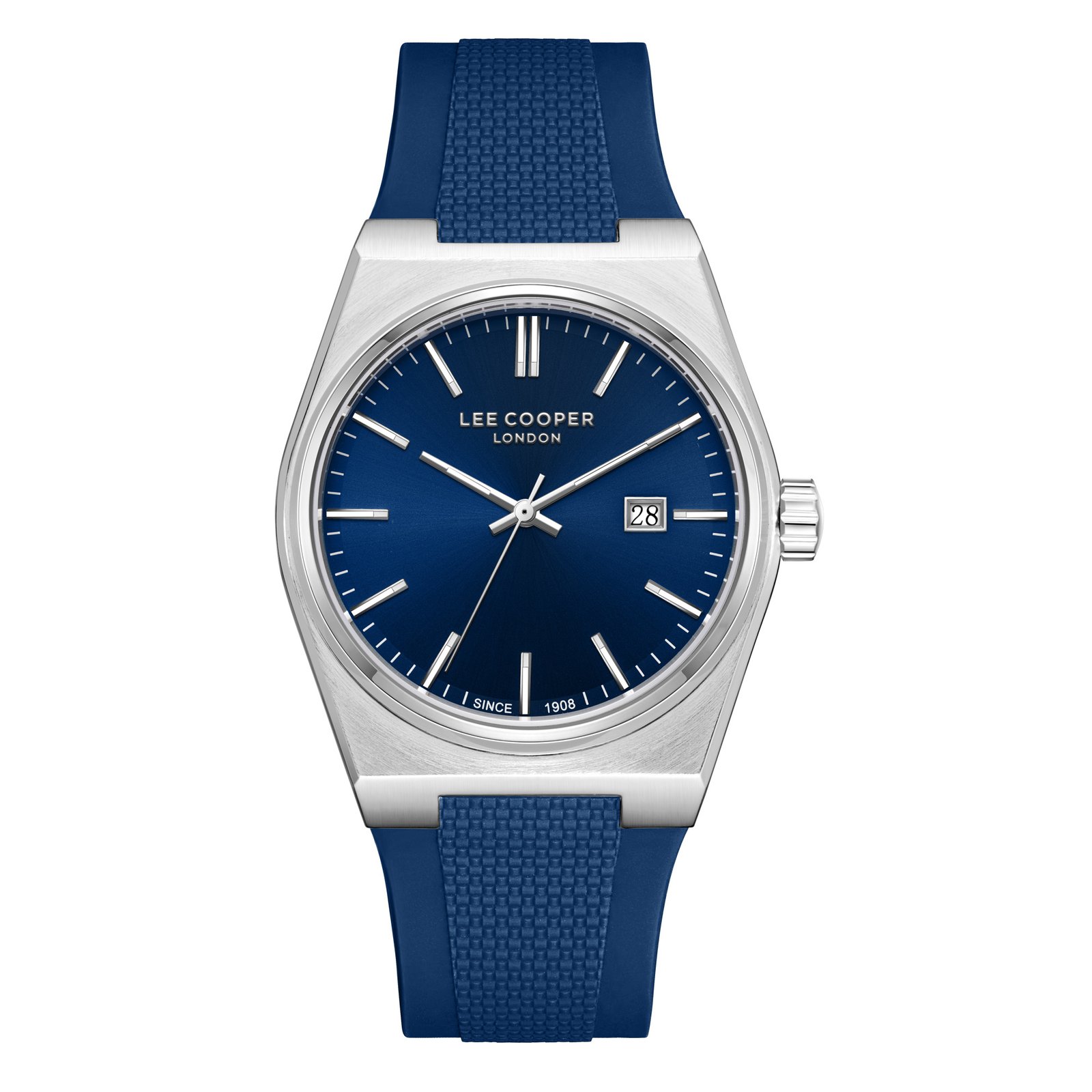 Lee Cooper Gents Date Fn Silver Case Dark Blue Silicon Band Dark Blue Dial-LC08250.399