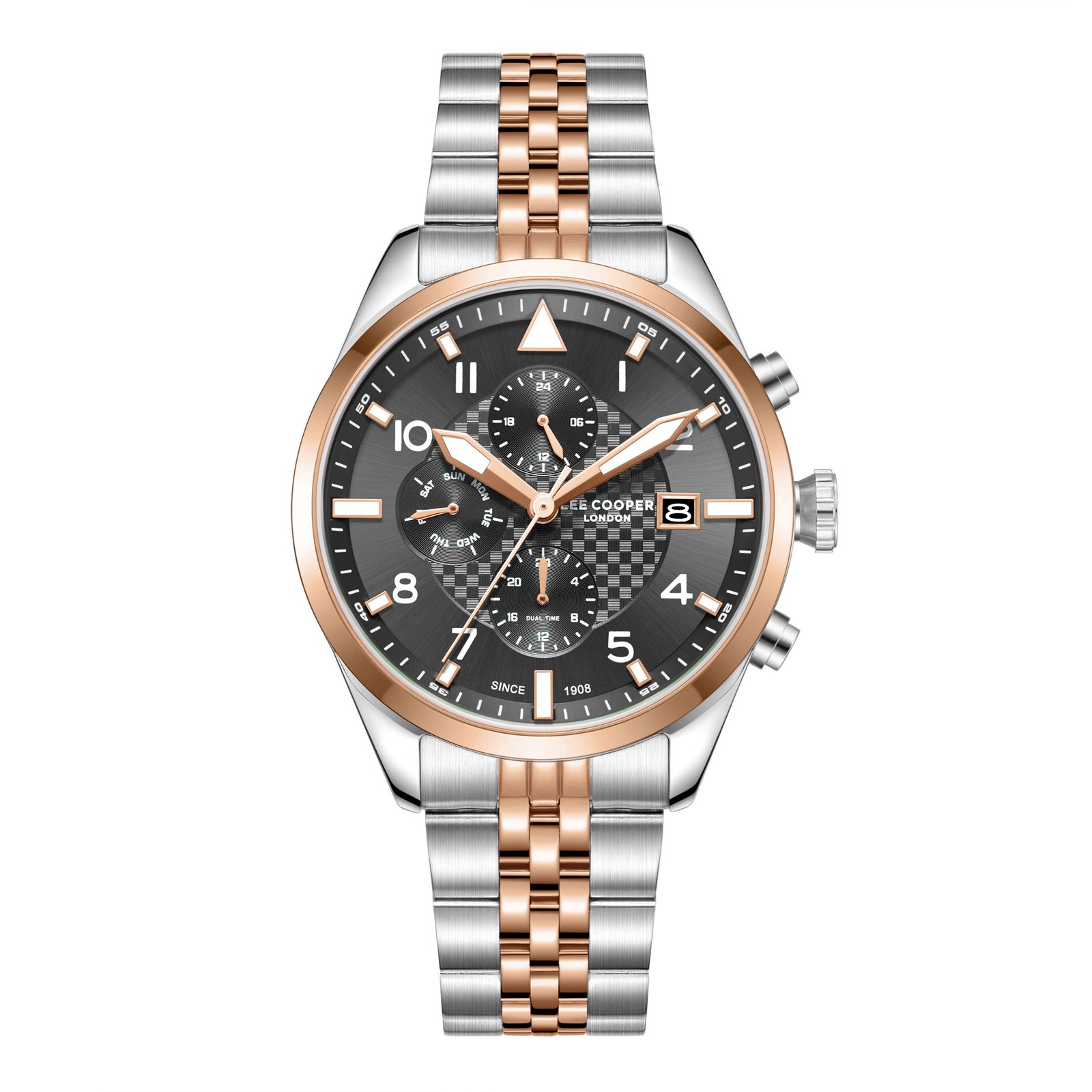 Lee Cooper Gents Multifunction Silver Case Silver Metal Band Silver Dial-LC08272.330
